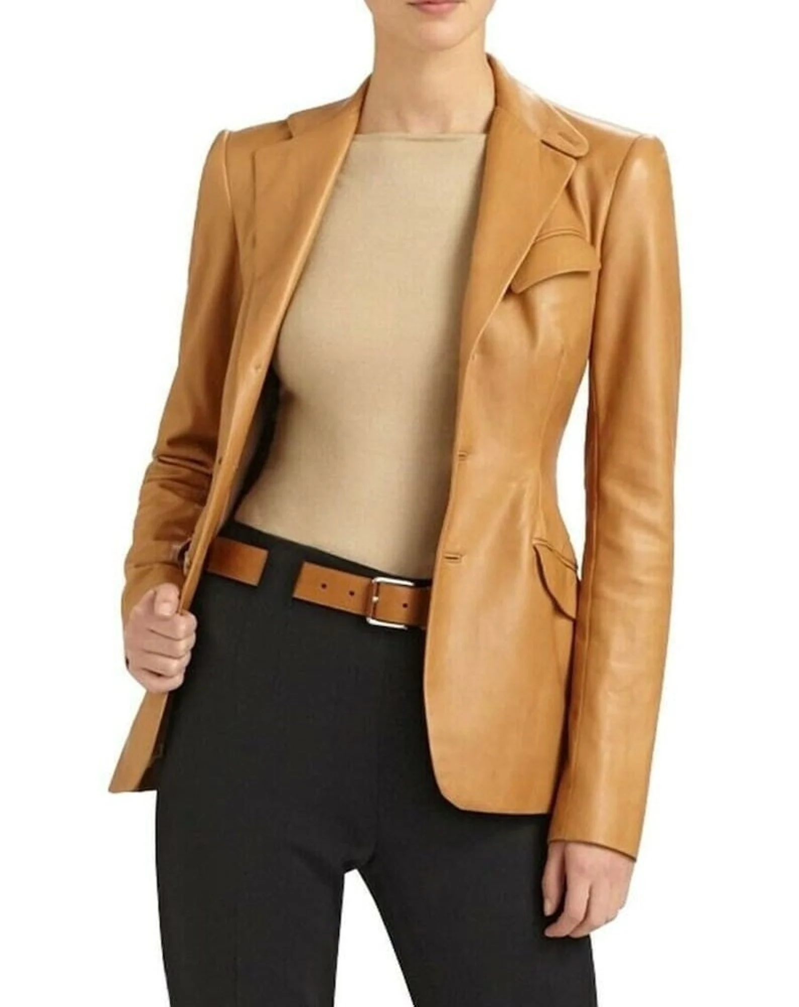 Customize women's leather blazer Tan leather blazer women Customize women's leather blazer Tan leather blazer women