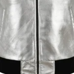 Mens Leather Bomber Jacket Metallic Leather Jacket - Image 2