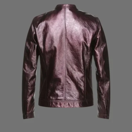 Mens Leather Motorcycle Jacket Deep Purple Metallic Jacket