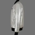 Mens Leather Bomber Jacket Metallic Leather Jacket - Image 4