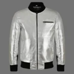 Mens Leather Bomber Jacket Metallic Leather Jacket