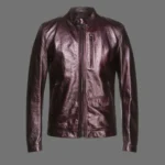 Mens Leather Motorcycle Jacket Deep Purple Metallic Jacket