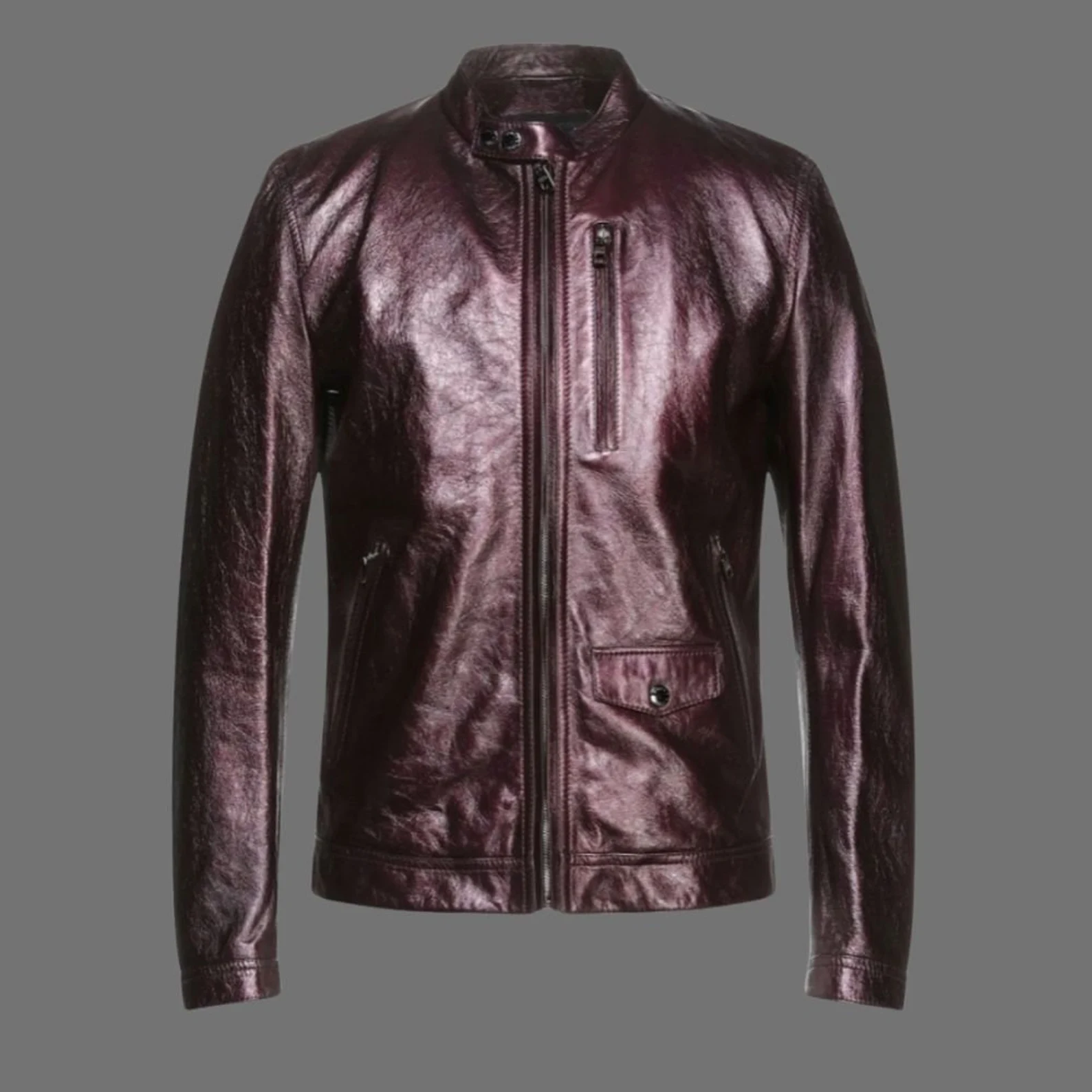 Mens Leather Motorcycle Jacket Deep Purple Metallic Jacket Mens Leather Motorcycle Jacket Deep Purple Metallic Jacket