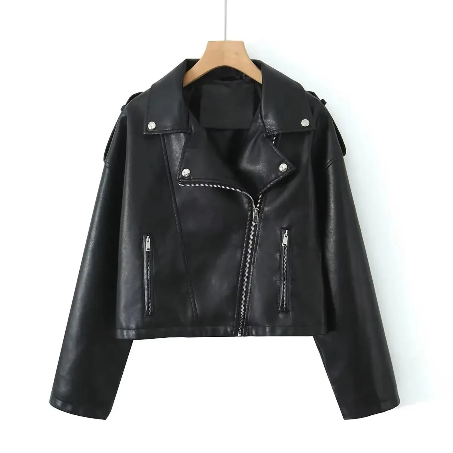Women Cropped Lace Up Details Genuine Gothic Leather Jacket Women Cropped Lace Up Details Genuine Gothic Leather Jacket