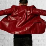 Men's Red Lambskin Leather Blazer Stylish Button Coat - Image 2
