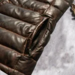 Two-Tone Brown Leather Quilted Vest Zipper Front  Stylish Winter Outerwear - Image 3
