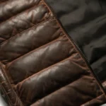 Two-Tone Brown Leather Quilted Vest Zipper Front  Stylish Winter Outerwear - Image 4