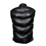 Men's genuine soft lamskin Leather bubble puffer VEST BLACK