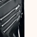 Men’s Black Leather Biker Jacket Studded Punk Rock Moto Jacket - Image 3