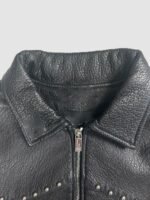 Men's Fashion Studded Embellished Matt Black Leather Jacket Retro 90s Punk & Rock Style - Image 2