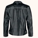 Men’s Black Leather Biker Jacket Studded Punk Rock Moto Jacket