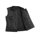 Perforated Leather Motorcycle Vest Women's Biker Club Style - Image 4