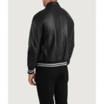 Men's Varsity Leather Jacket Retro Letterman Wool Blend Bomber