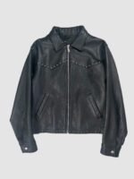 Men's Fashion Studded Embellished Matt Black Leather Jacket Retro 90s Punk & Rock Style