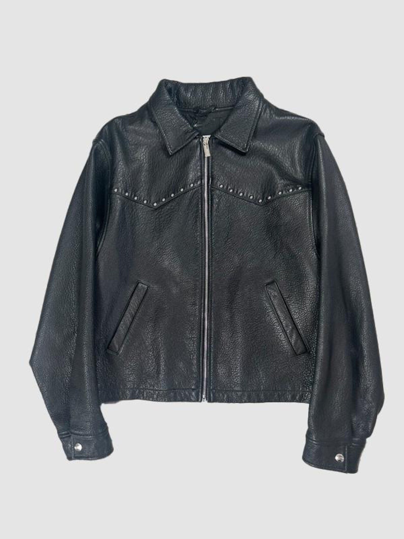 Men's Fashion Studded Embellished Matt Black Leather Jacket Retro 90s Punk & Rock Style Men's Fashion Studded Embellished Matt Black Leather Jacket Retro 90s Punk & Rock Style