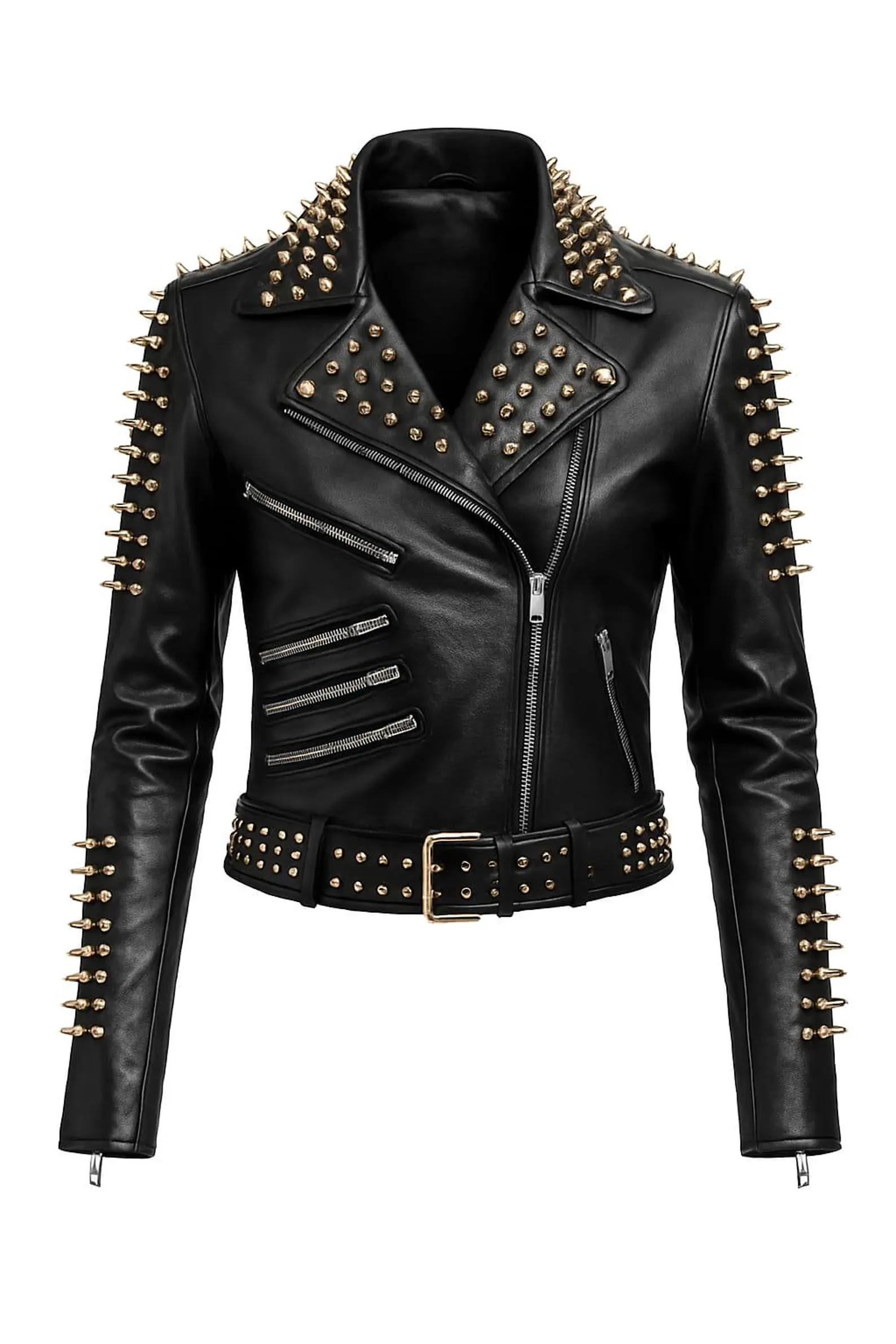 Men's Black Studded Leather Biker Jacket Handmade Punk Rock Moto Style Men's Black Studded Leather Biker Jacket Handmade Punk Rock Moto Style