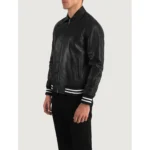 Men's Varsity Leather Jacket Retro Letterman Wool Blend Bomber - Image 4