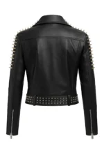Men's Black Studded Leather Biker Jacket Handmade Punk Rock Moto Style