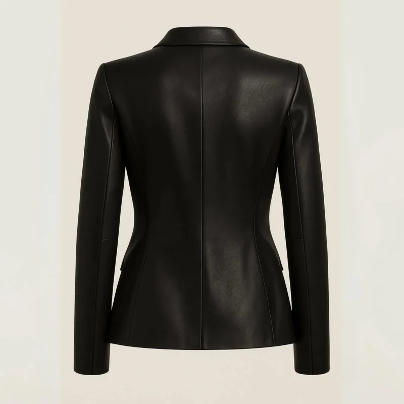 Women’s Black Genuine Leather Blazer Classic Handmade