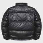Handmade Men's Black Genuine Leather Lambskin Padded Quilted Down Puffer Jacket