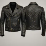 Custom Studded Leather Biker Jacket Handmade Punk Rockstar Moto Jacket
