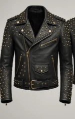 Custom Studded Leather Biker Jacket Handmade Punk Rockstar Moto Jacket - Image 2