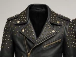 Custom Studded Leather Biker Jacket Handmade Punk Rockstar Moto Jacket - Image 3