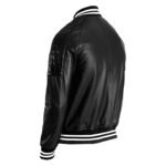Men’s Black Leather Varsity Jacket Classic Bomber jacket - Image 2