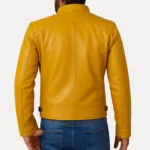 Men’s Yellow Leather Jacket Real Lambskin Slim Fit Biker Style