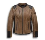Women's Black & Brown Leather Motorcycle Jacket Biker Style