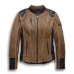 Women's Black & Brown Leather Motorcycle Jacket Biker Style