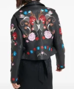 Floral Embroidered Leather Jacket Rocker Biker Style Jacket