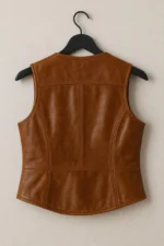 Brown Leather Vest For Women Women's Classic Leather Waistcoat