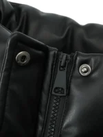 Women's Quilted Genuine Leather Puffer Jacket Winter Stand Collar Jackets - Image 3