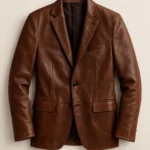 Men’s Brown Leather Blazer Classic Tailored Genuine Leather Jacket