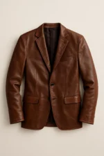 Men’s Brown Leather Blazer Classic Tailored Genuine Leather Jacket