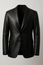 Mens Genuine Sleek Black Soft Lambskin Leather Blazer Jacket
