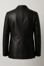 Mens Genuine Sleek Black Soft Lambskin Leather Blazer Jacket