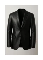 Mens Genuine Sleek Black Soft Lambskin Leather Blazer Jacket - Image 2