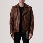 Vintage Inspired Waxed Brown Leather Motorcycle Jacket