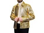 Italian Leather Gold Motorcycle Jacket Embossed Design