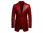 Men’s Red Crocodile Embossed Leather Blazer