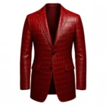 Men’s Red Crocodile Embossed Leather Blazer