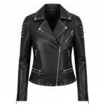 Glam Rock & Punk Style Black Leather Studded Moto Jackets