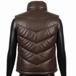 Vintage Brown Sheep Leather Puffer Vest