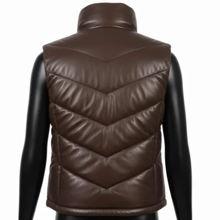 Vintage Brown Sheep Leather Puffer Vest