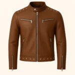 Men's Leather Biker Jacket Studded Moto Style Handmade outerwear