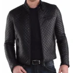 Men's new Fully Hand Made quilted Genuine leather jacket