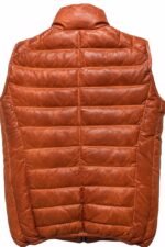 Brown Leather Puffer Vest Quilted Sleeveless Winter Jacket Brown Leather Puffer Vest Quilted Sleeveless Winter Jacket