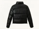 Women's Quilted Genuine Leather Puffer Jacket Winter Stand Collar Jackets